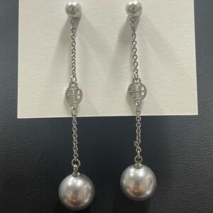 Tory Burch Elegant Silver Drop Earrings